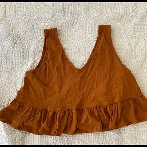 Ruffled crop top in rust orange